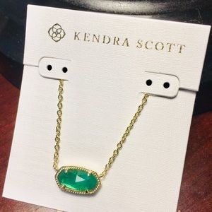 Kendra Scott Elisa Jade Green Illusion Necklace Gold Plated